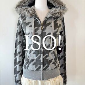 BB Dakota Gray Houndstooth zip up